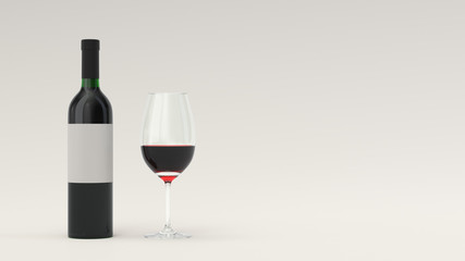 Bottle of red wine and a glass