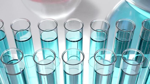 stem cell research science laboratory test tubes  lab glassware, science laboratory research and development concept and gene editing crispr