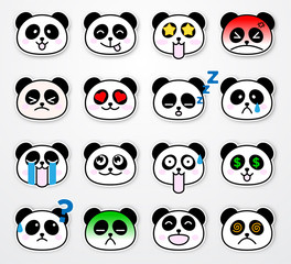 set of cute and funny panda emotion sticker template with cartoon concept use for print and design element, vector eps 10 