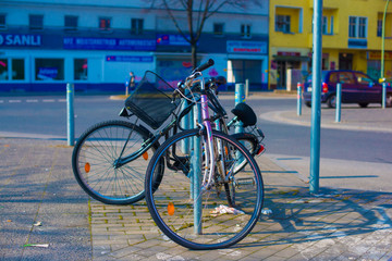 Fototapeta na wymiar Bicycles in Berlin, Germany. Germany is a country located in Europe.