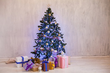 Christmas tree Garland lights new year holiday gifts white home decor