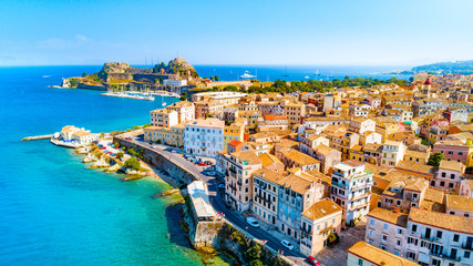 Panoramic view of Kerkyra, capital of Corfu island, Greece - obrazy, fototapety, plakaty