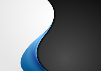 Grey black abstract background with blue wave