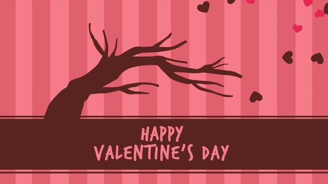 Animation of tree love for happy Valentine day