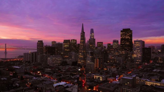 San Francisco Skyline Sunrise Beautiful Colorful Sunrise.