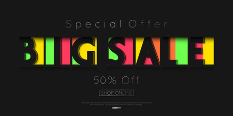 vector sale banner template design. paper cut style. discount and special offers online shopping