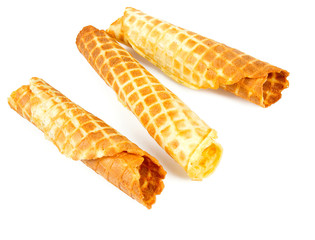tube waffle isolated on white