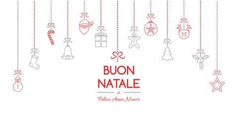 Naklejka na ściany i meble Buon Natale - translated from italian as Merry Christmas. Vector