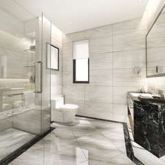 3d rendering modern bathroom with luxury tile decor