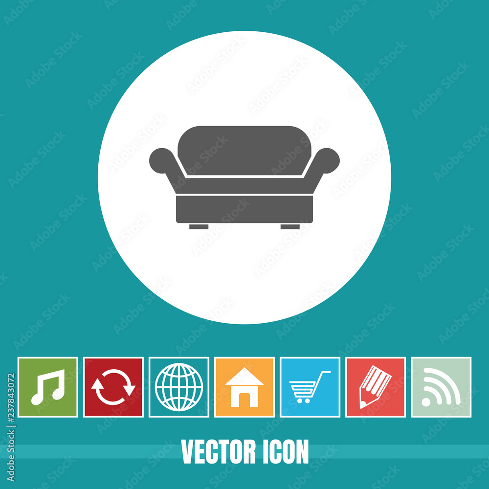 Poster very useful vector icon of sofa with bonus icons very useful for mobile app, software & web