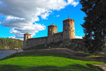Fototapeta na wymiar Olavinlinna fortress in Savonlinna (Finland) - castle of St. Olaf. A historic place where the annual international Opera festival is held. 