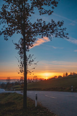 Beautiful sunset near Lalling-Bavarian forest-Bavaria-Germany