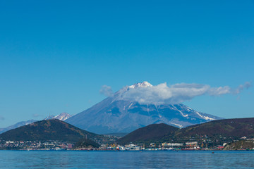 aerial view of the ocean and mountains