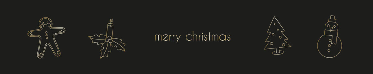 einfacher Bunner mit goldenem Weihnachtsgruß