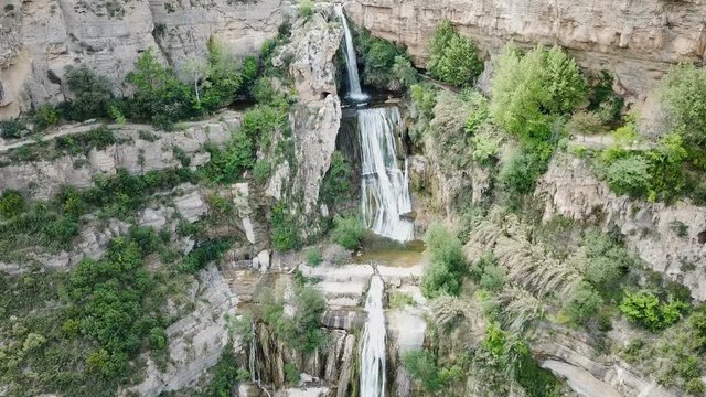 picturesque waterfall on Sant Miquel del Fai in the Spain.