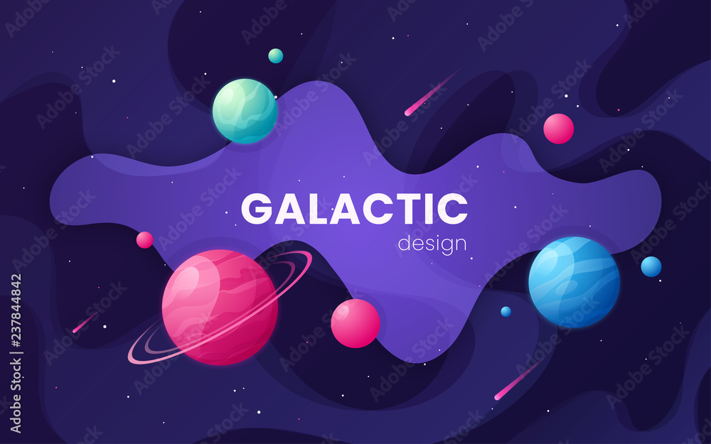 Wall mural cartoon galaxy futuristic outer space background, design, artwor