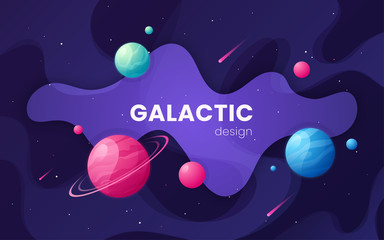 Cartoon galaxy futuristic outer space background, design, artwor © rikkyal