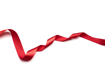 red satin ribbon isolated on white backgroun