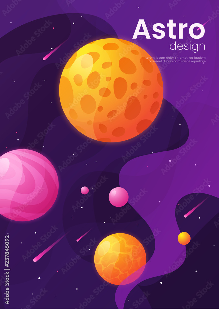Wall mural deep space futuristic cartoon background, cover, brochure templa