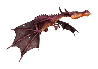 3D Rendering Fairy Tale Dragon on White