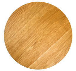 round wooden cutting board isolated on white