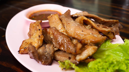 Thai food, Grilled Pork With sauce.