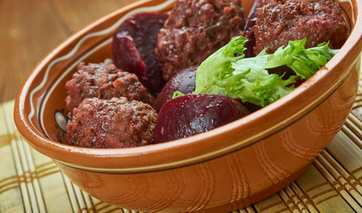 Beet Stew with Lamb Meatballs