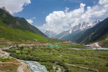 Fototapeta na wymiar Beautiful mountain landscape near Sonamarg, Jammu and Kashmir state, India