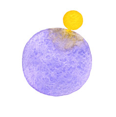 Watercolor hand painting round shapes on white