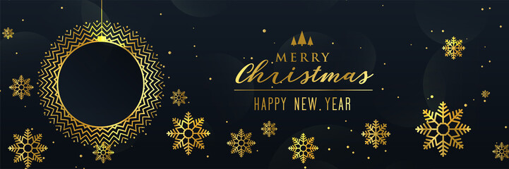 beautiful golden christmas snowflakes banner design