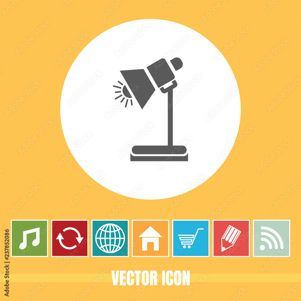 Poster very useful vector icon of table lamp with bonus icons very useful for mobile app, software & web