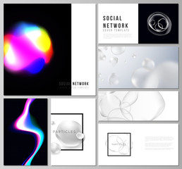 Abstract vector layouts of modern social network mockups in popular formats. SPA and healthcare design, sci-fi technology background. Futuristic or medical consept backgrounds to choose from.