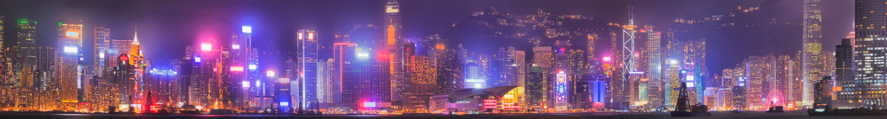 Obraz na płótnie Canvas HK CBD Night 200 mm wide pan