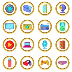 Multimedia vector set in cartoon style isolated on white background