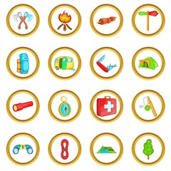 Camping vector set in cartoon style isolated on white background