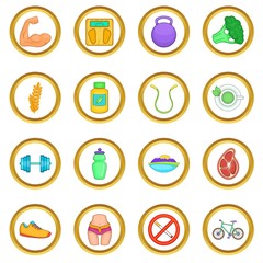 Healthy lifestyle vector set in cartoon style isolated on white background