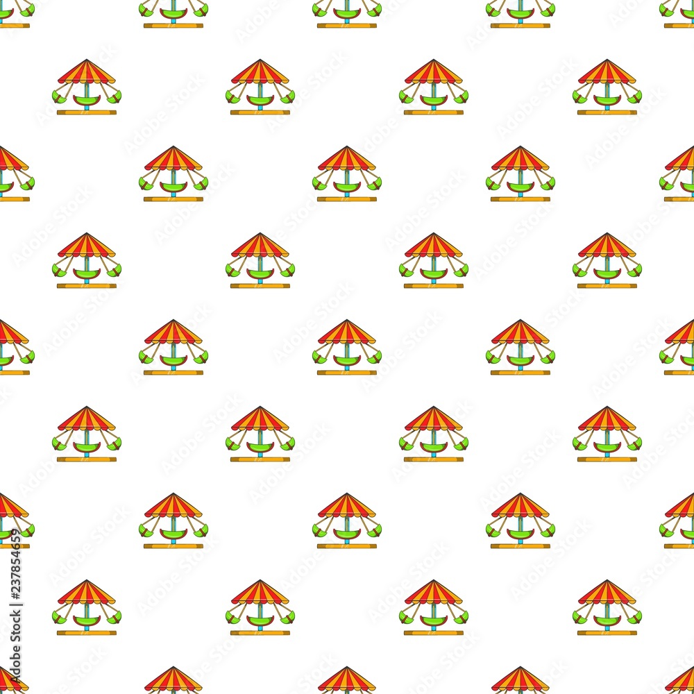Poster childrens carousel pattern. cartoon illustration of childrens carousel vector pattern for web