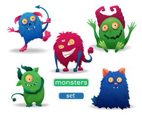 Set of cartoon monsters