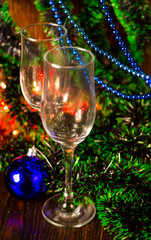 champagne glasses on new year background