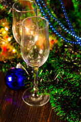 champagne glasses on new year background