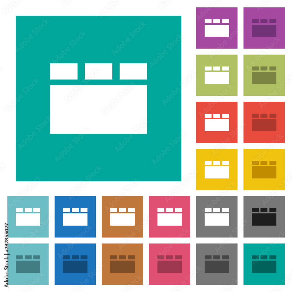 Poster horizontal tabbed layout square flat multi colored icons
