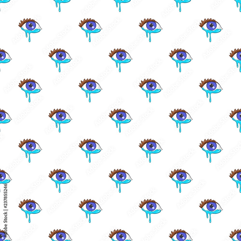 Poster crying eyes pattern. cartoon illustration of crying eyes vector pattern for web