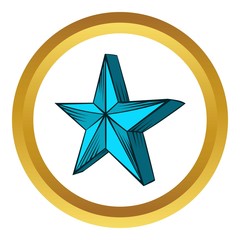 Fototapeta premium Star vector icon in golden circle, cartoon style isolated on white background