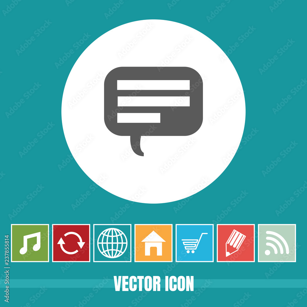 Poster very useful vector icon of comments or speech bubble with bonus icons. very useful for mobile app, s