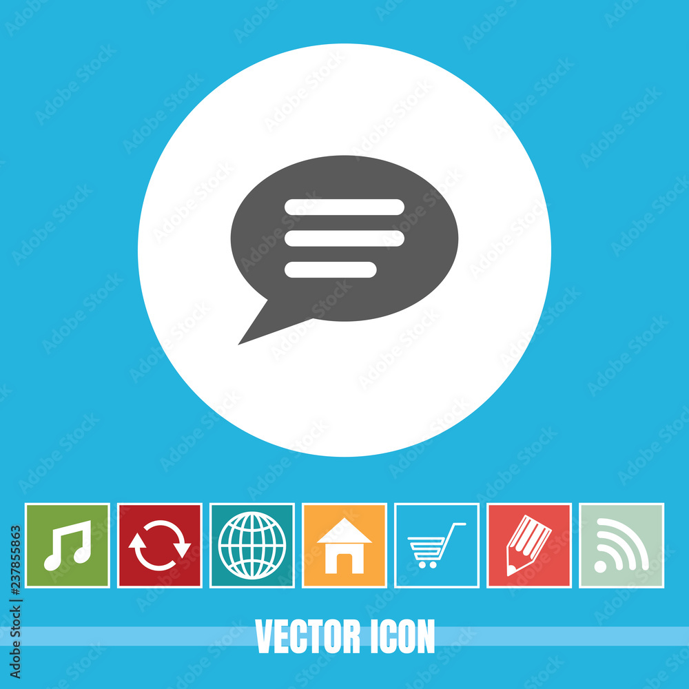 Poster very useful vector icon of comments or speech bubble with bonus icons. very useful for mobile app, s