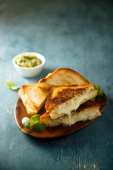 Homemade cheese toast with guacamole