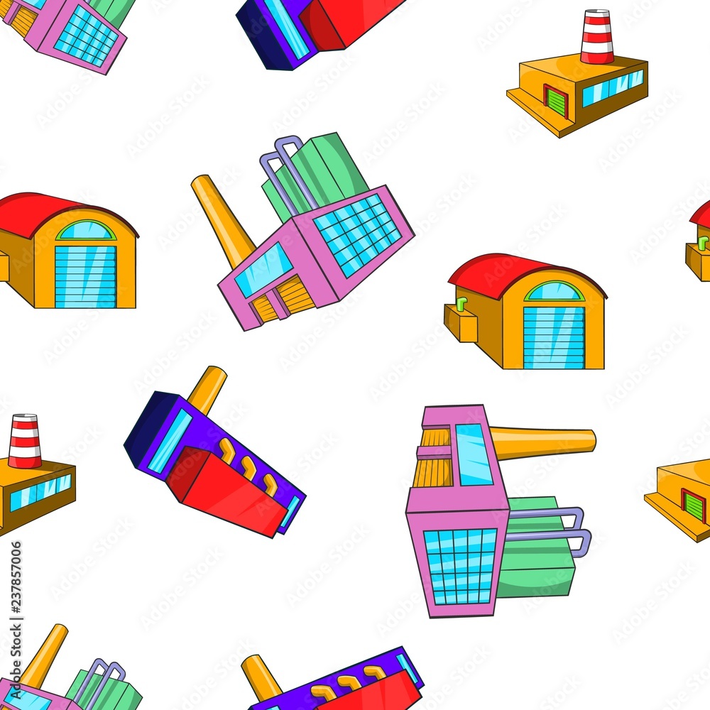 Poster industrial complex pattern. cartoon illustration of industrial complex vector pattern for web