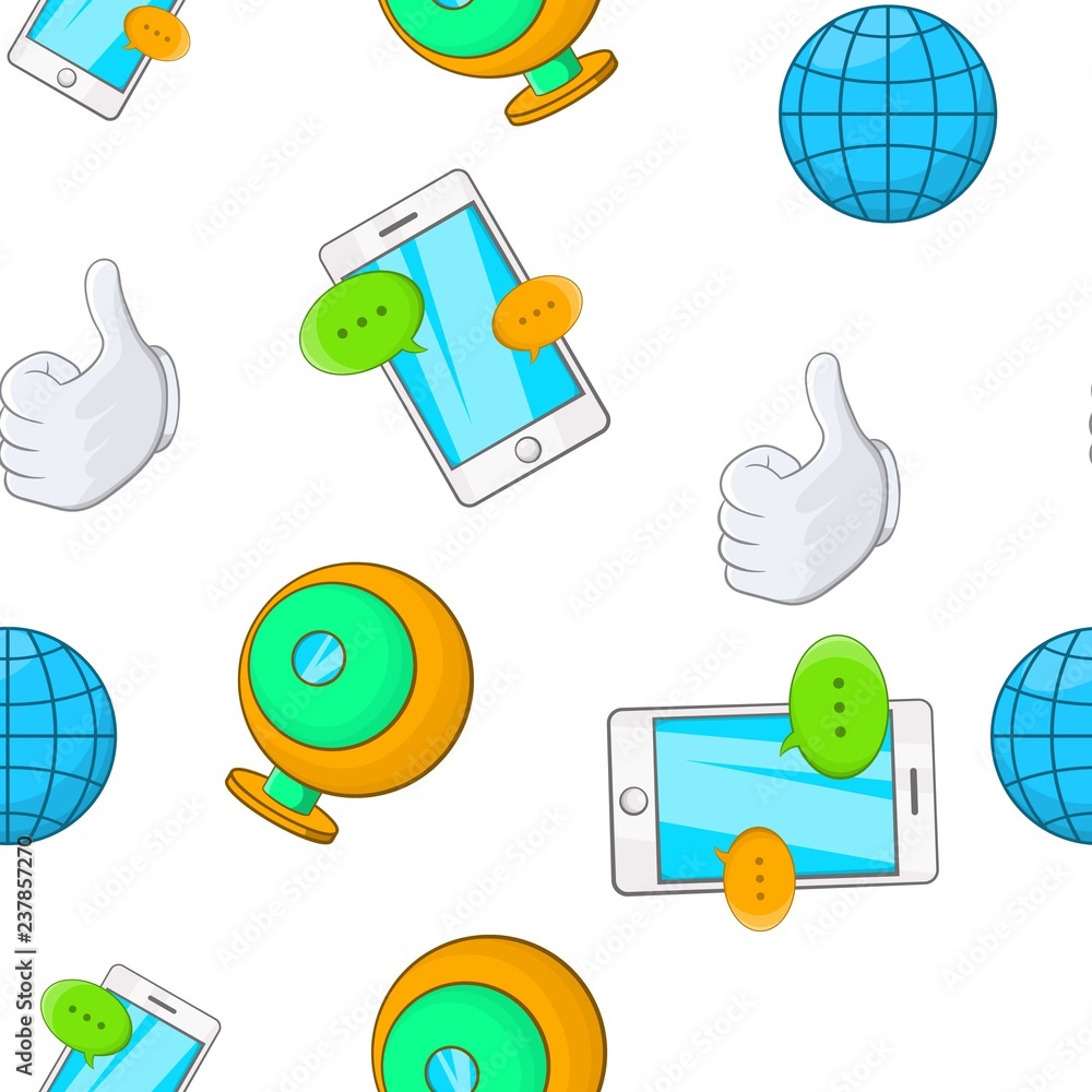 Poster internet pattern. cartoon illustration of internet vector pattern for web