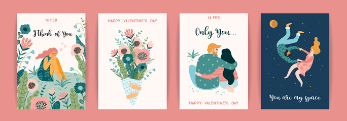 Romantic set of cute illustration. Vector design concept for Valentines Day and other users.