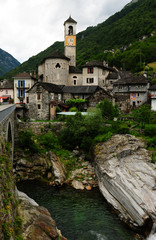 Fototapeta na wymiar Switzerland: The Verzasca valley river near Tenero in Ticino.